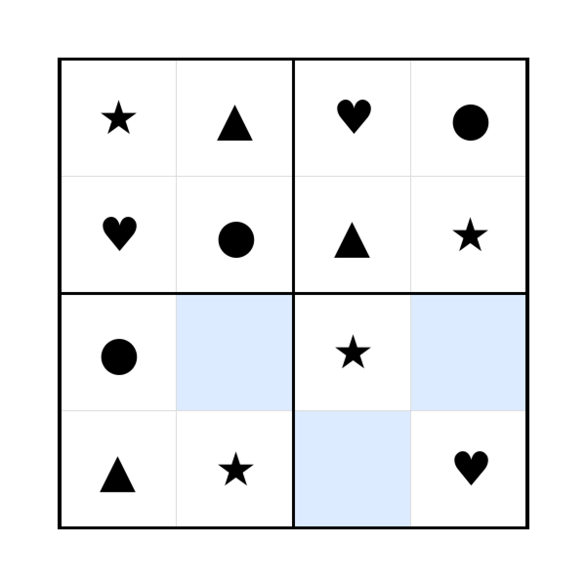 Sudoku 4x4 (leicht) für Kindergarten