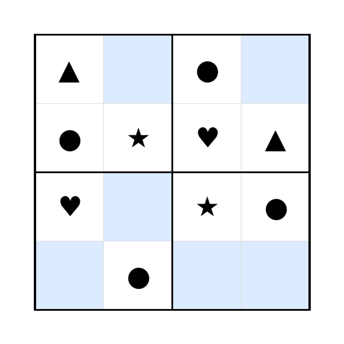 Sudoku 4x4 (schwer) für Kindergarten