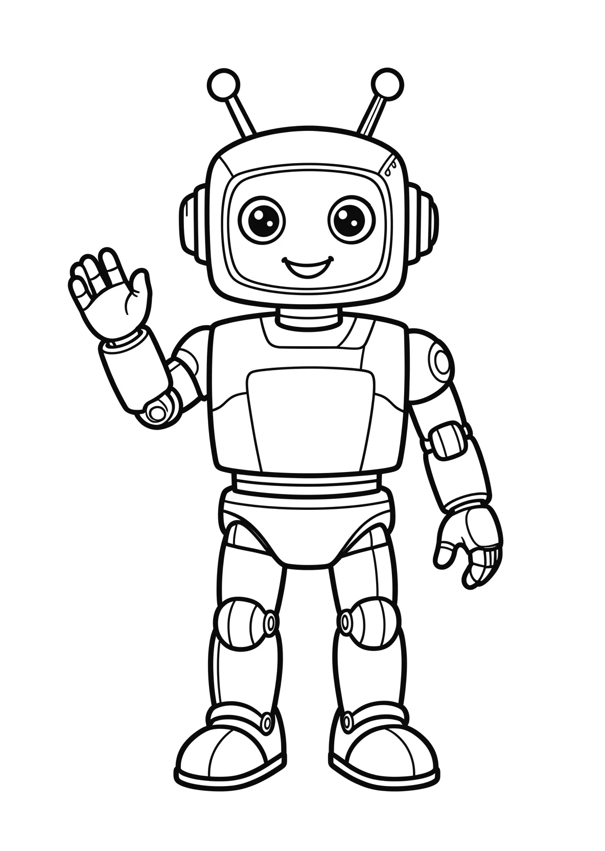 Ausmalbild Freundlicher Roboter mit Antennen - Ausmalbild aus der Kategorie Berufe - kostenlos ausdrucken