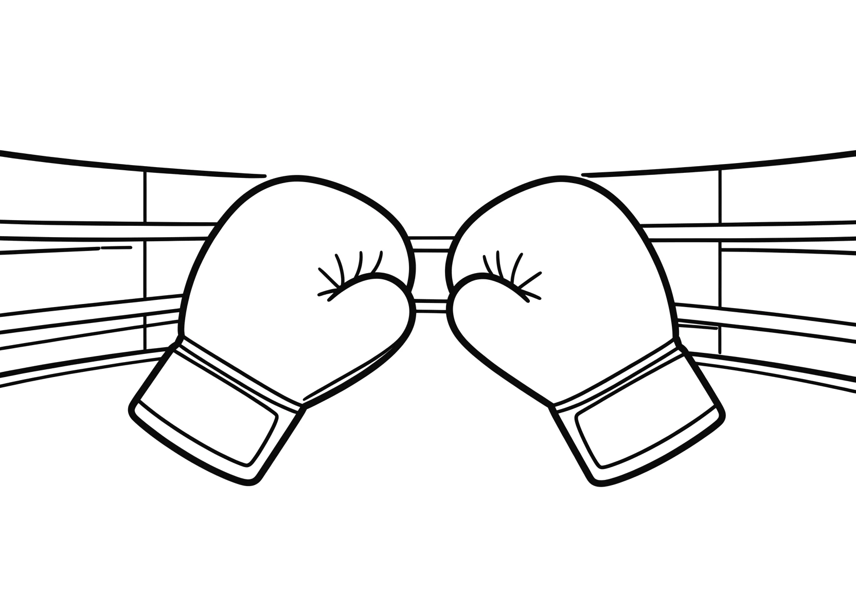 Ausmalbild Zwei grosse Boxhandschuhe die aufeinander treffen - Ausmalbild aus der Kategorie Sonstiges - kostenlos ausdrucken