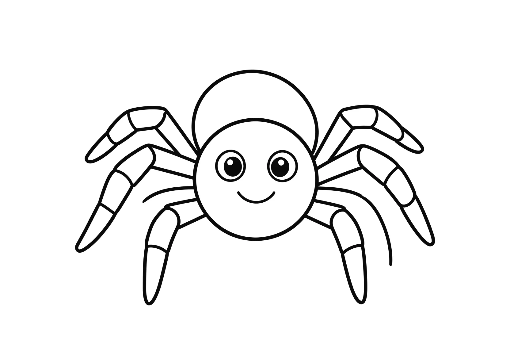 Ausmalbild Freundliche Spinne mit acht Beinen - Ausmalbild aus der Kategorie Tiere - kostenlos ausdrucken