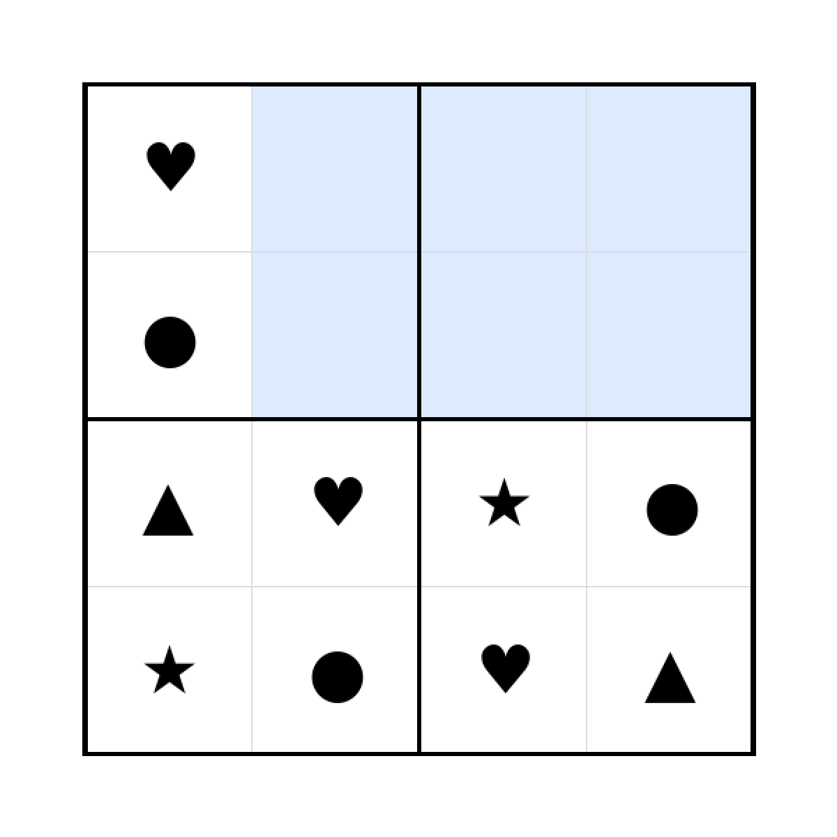 Sudoku 4x4 (leicht) für Vorschule