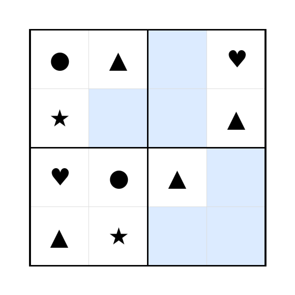 Sudoku 4x4 (leicht) für Vorschule