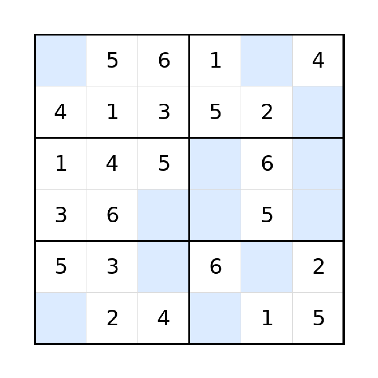 Sudoku 6x6 (leicht) für Grundschule