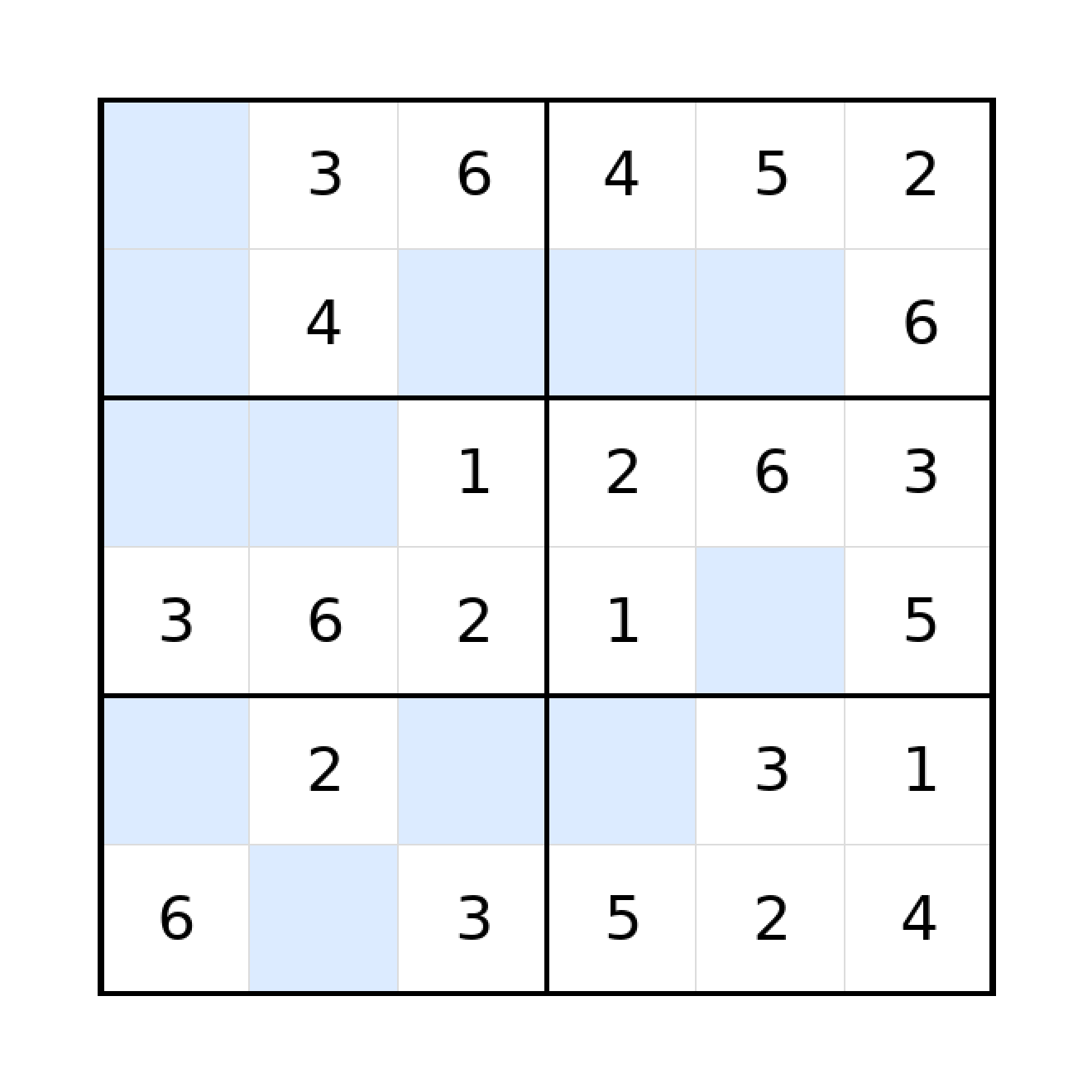 Sudoku 6x6 (leicht) für Grundschule
