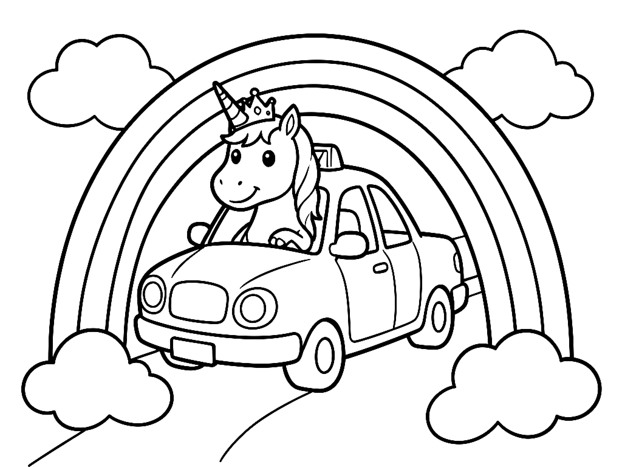 Einhorn Ausmalbild für Kindergartenkinder